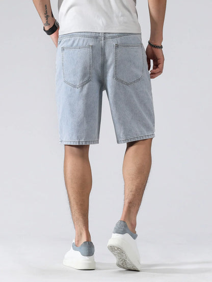 Bermuda Jeans Masculina Streetwear Rasgadas com Estampa
