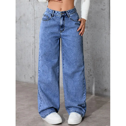 Jeans Femininos de Cintura Alta e Modelagem Larga (Loose Fit) com Perna Reta