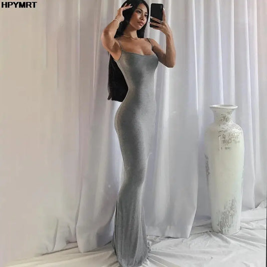 Vestido Maxi de Cetim Sem Mangas e Costas Nuas