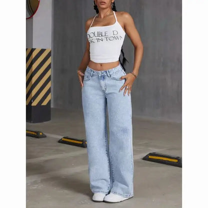 Jeans Femininos de Cintura Alta e Modelagem Larga (Loose Fit) com Perna Reta