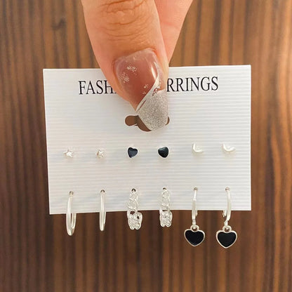 6 Pares de Brincos Pequenos de Metal