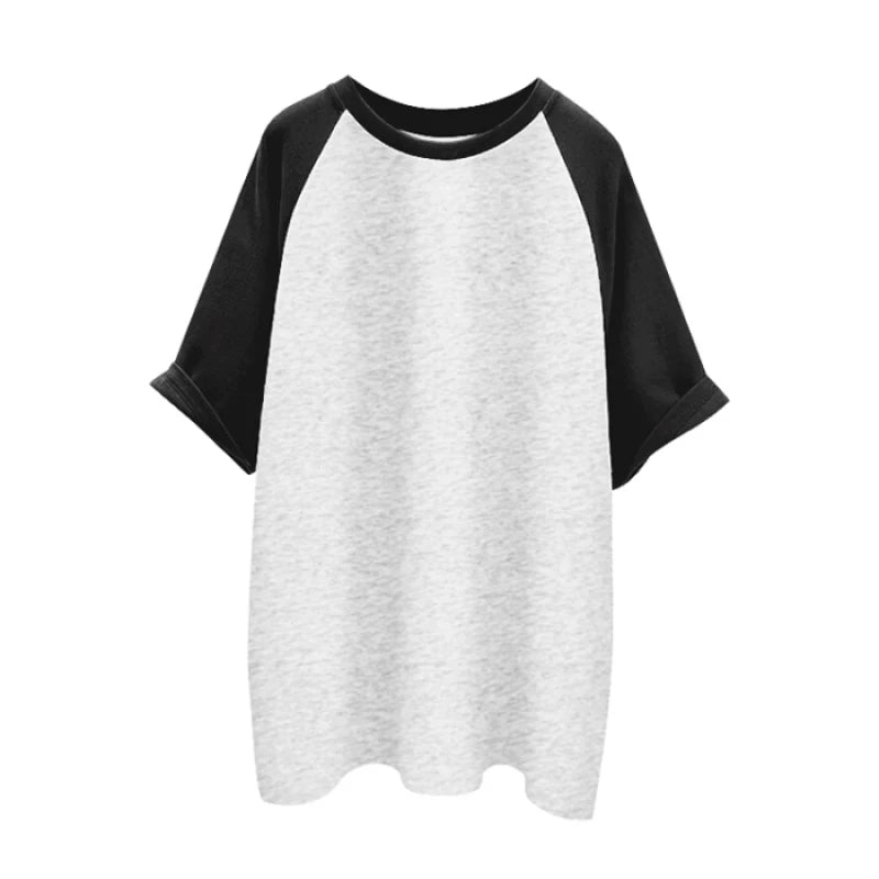 Camiseta de Algodão com Retalhos de Cores de Manga Curta