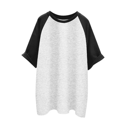 Camiseta de Algodão com Retalhos de Cores de Manga Curta