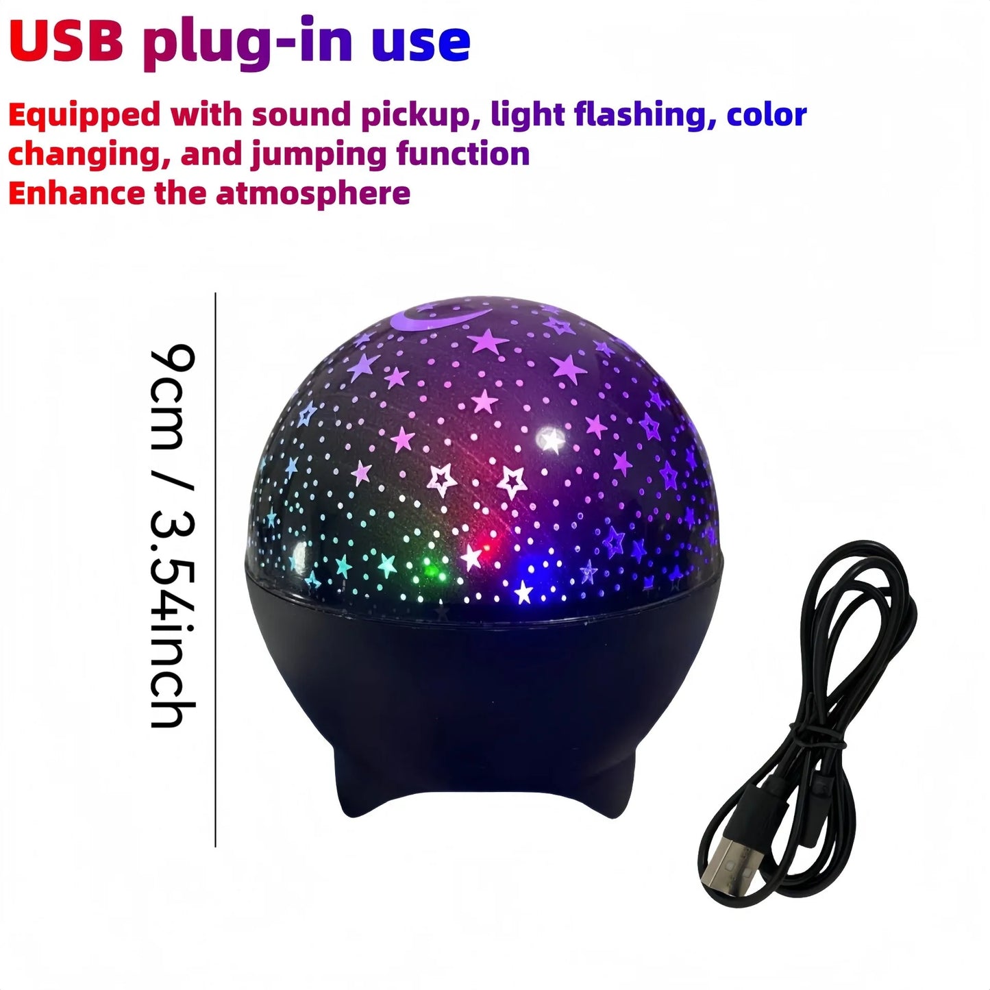Lâmpada de Projeção Estrela Lua Galáxia 5V USB