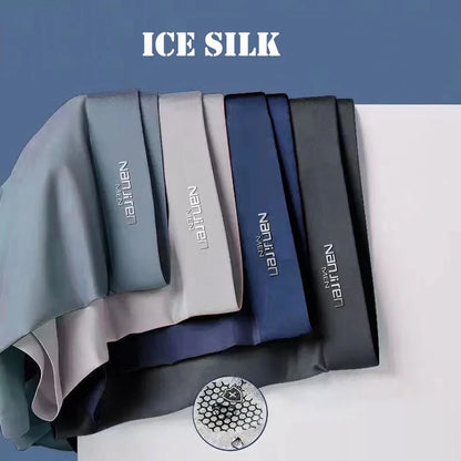 Kit com 4 Unidades de Cuecas Boxer Masculinas em Seda Gelo
