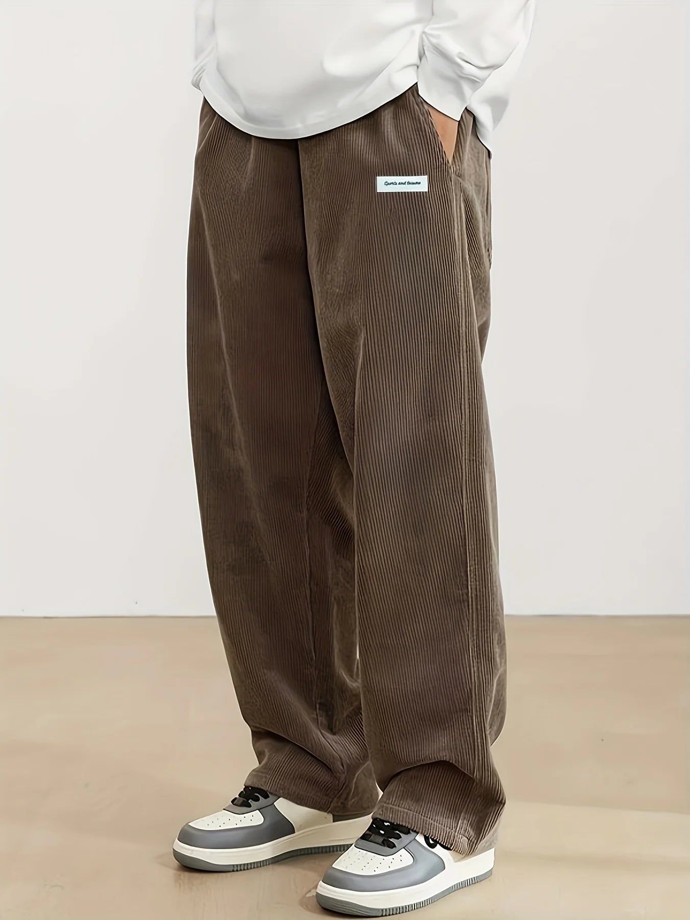 Calça Casual de Veludo Cotelê