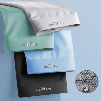 Kit com 4 Unidades de Cuecas Boxer Masculinas em Seda Gelo