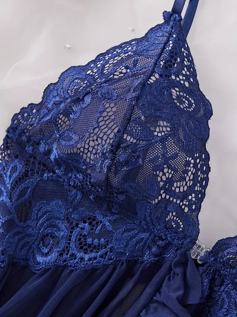 Conjunto de Lingerie Azul com Renda