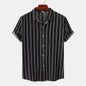 Camisa Estilo Havaiano Listrada e Xadrez em Preto e Branco