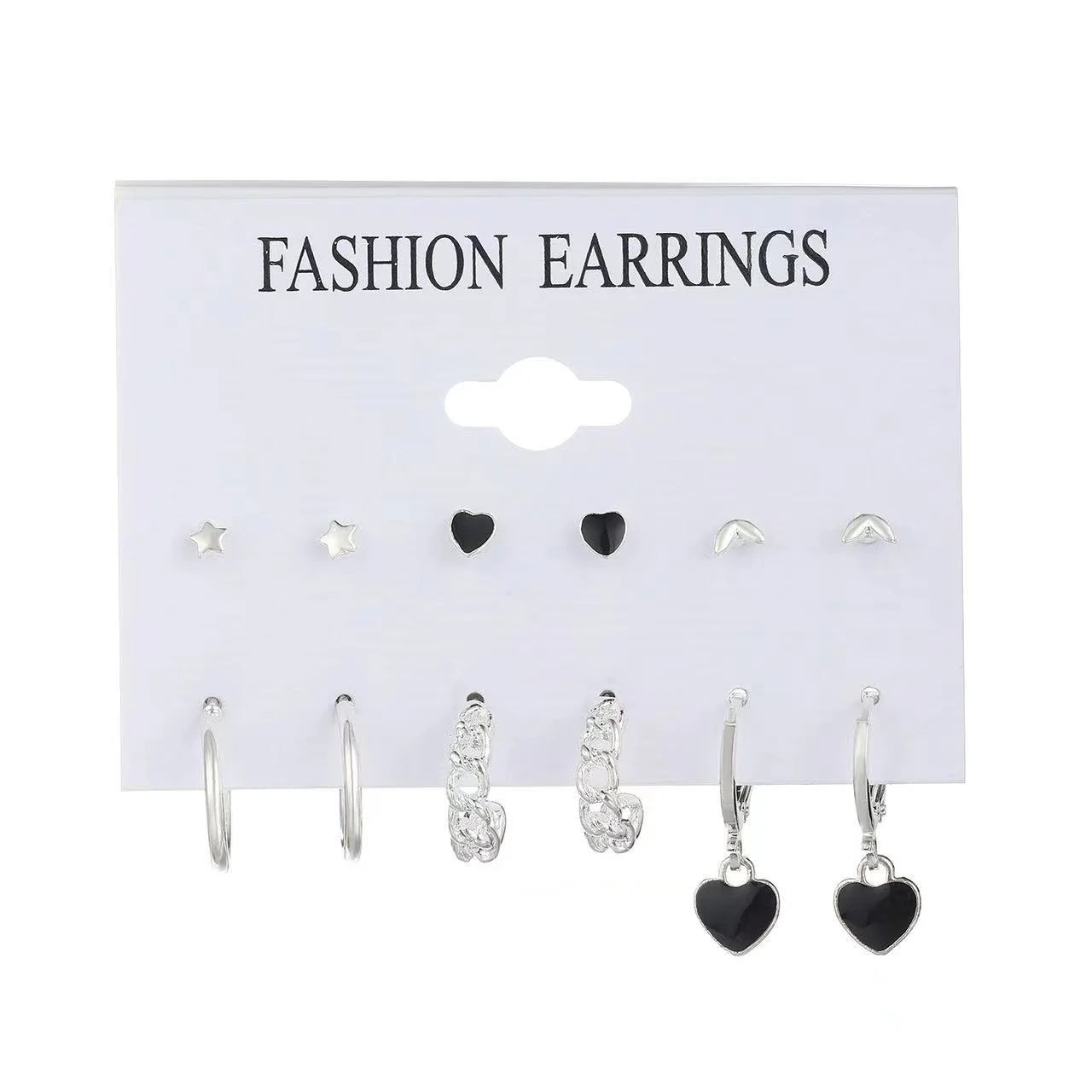 6 Pares de Brincos Pequenos de Metal