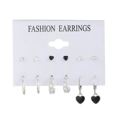 6 Pares de Brincos Pequenos de Metal