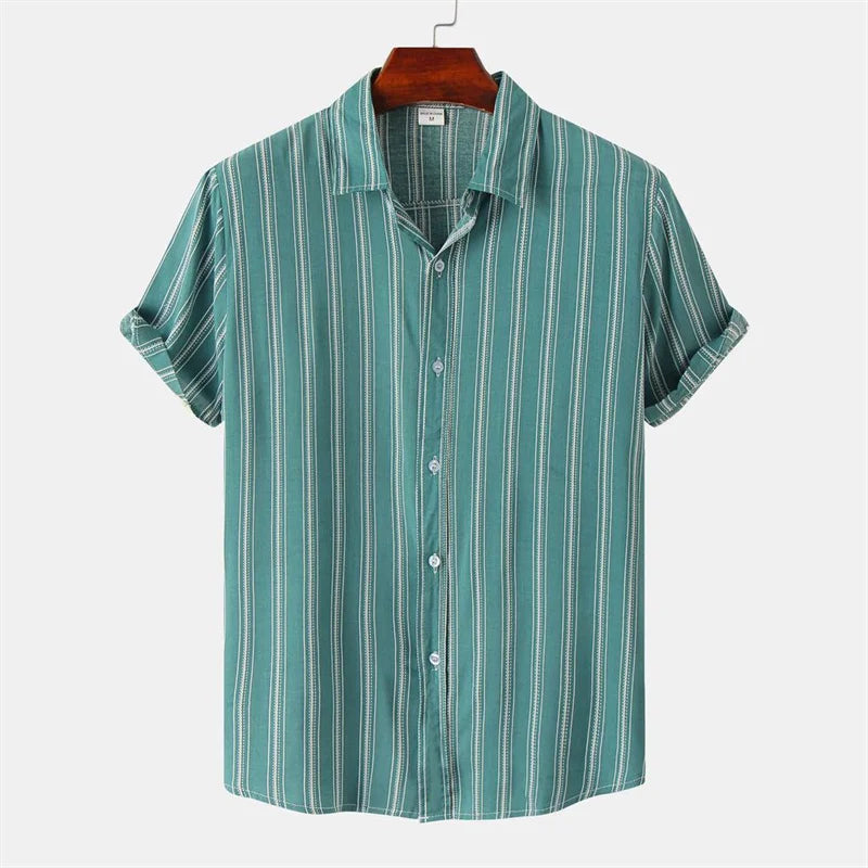 Camisa Estilo Havaiano Listrada e Xadrez em Preto e Branco