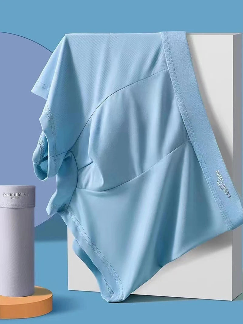 Kit com 4 Unidades de Cuecas Boxer Masculinas em Seda Gelo