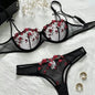 Lingerie Romântica com Renda de Malha Floral e Laço