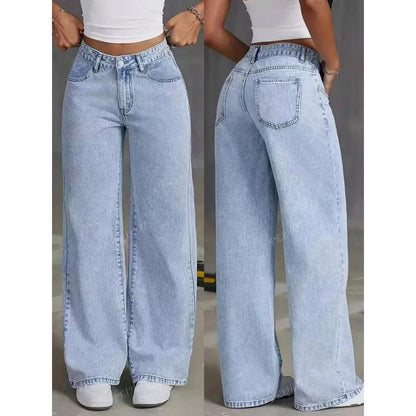 Jeans Femininos de Cintura Alta e Modelagem Larga (Loose Fit) com Perna Reta
