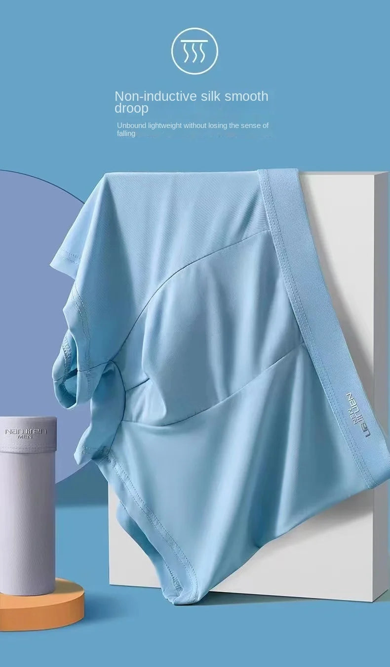 Kit com 4 Unidades de Cuecas Boxer Masculinas em Seda Gelo