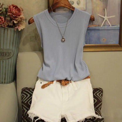 Blusas Casuais Finas Sem Mangas