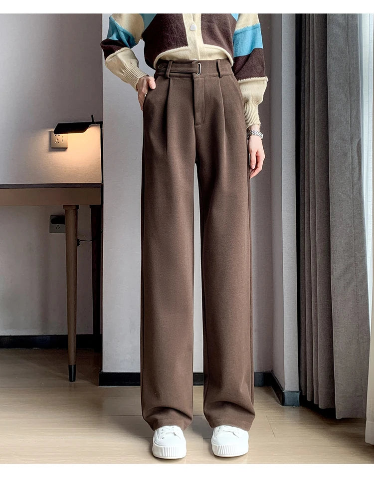Calça Larga de Lã Engrossada Seoulish