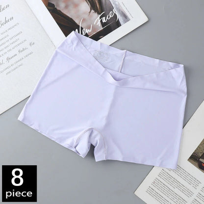 Kit 8 Calcinhas Femininas Sem Costura Ice Silk Respirável e Confortável