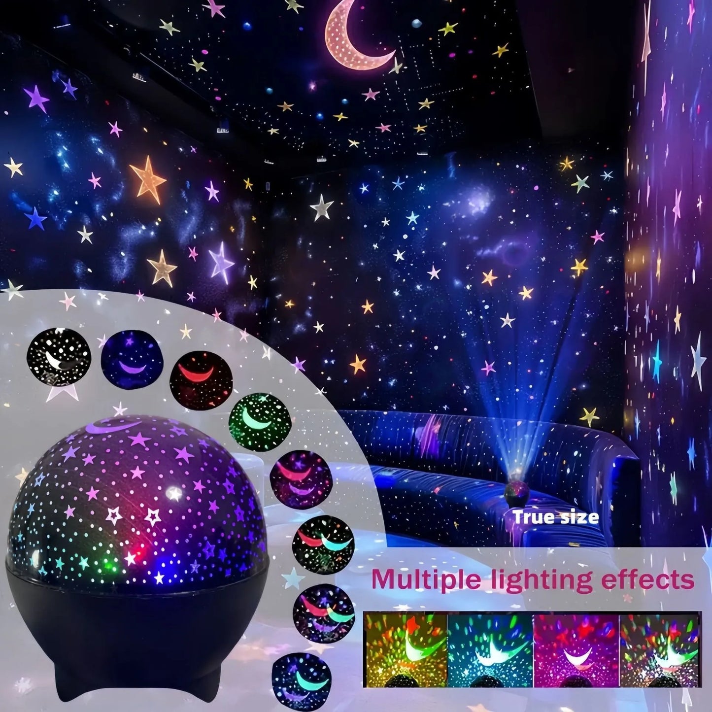 Lâmpada de Projeção Estrela Lua Galáxia 5V USB