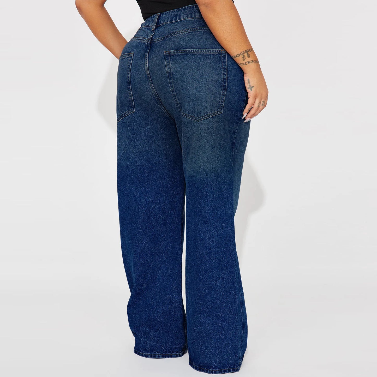 Calça Jeans de Perna Reta Cintura Alta