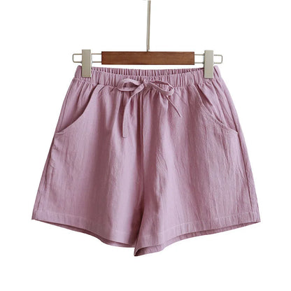 Short Feminino de Algodão e Linho de Cintura Alta