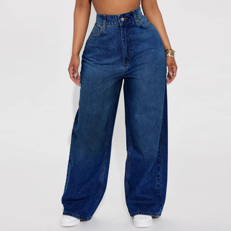 Calça Jeans de Perna Reta Cintura Alta