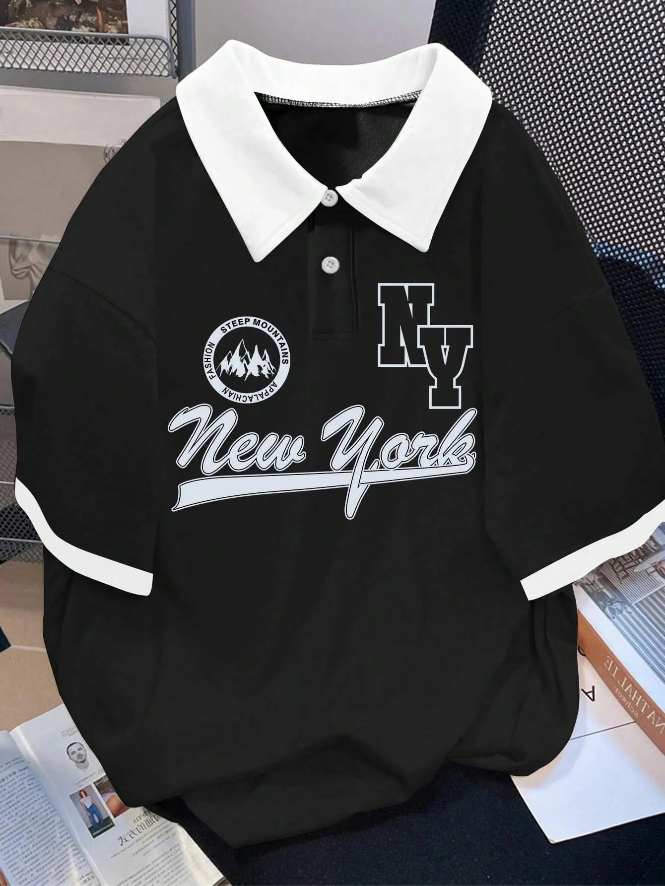 Camisa Polo com Estampa de Letras