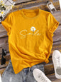 Camiseta de Gola Careca Estampa de Flores