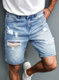 Bermuda Jeans Azul Claro com Lavagem Estonada
