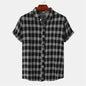 Camisa Estilo Havaiano Listrada e Xadrez em Preto e Branco