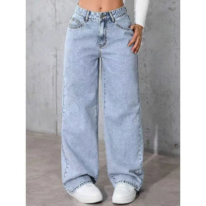Jeans Femininos de Cintura Alta e Modelagem Larga (Loose Fit) com Perna Reta