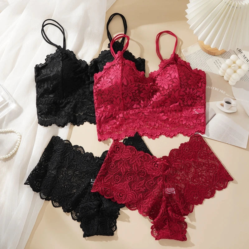 Conjunto de Lingerie Sexy de Renda