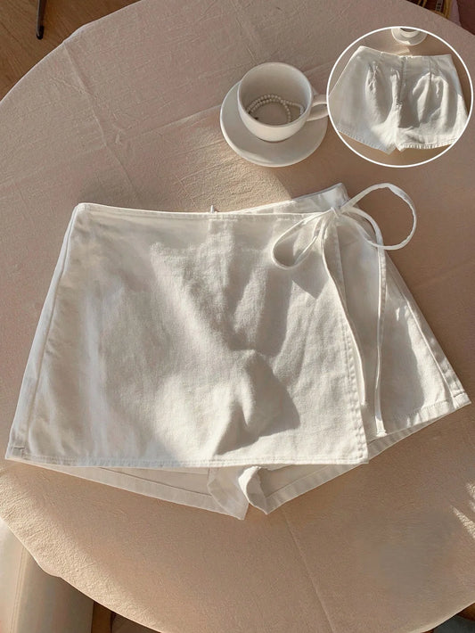 Saia-Short Femininas de Linho