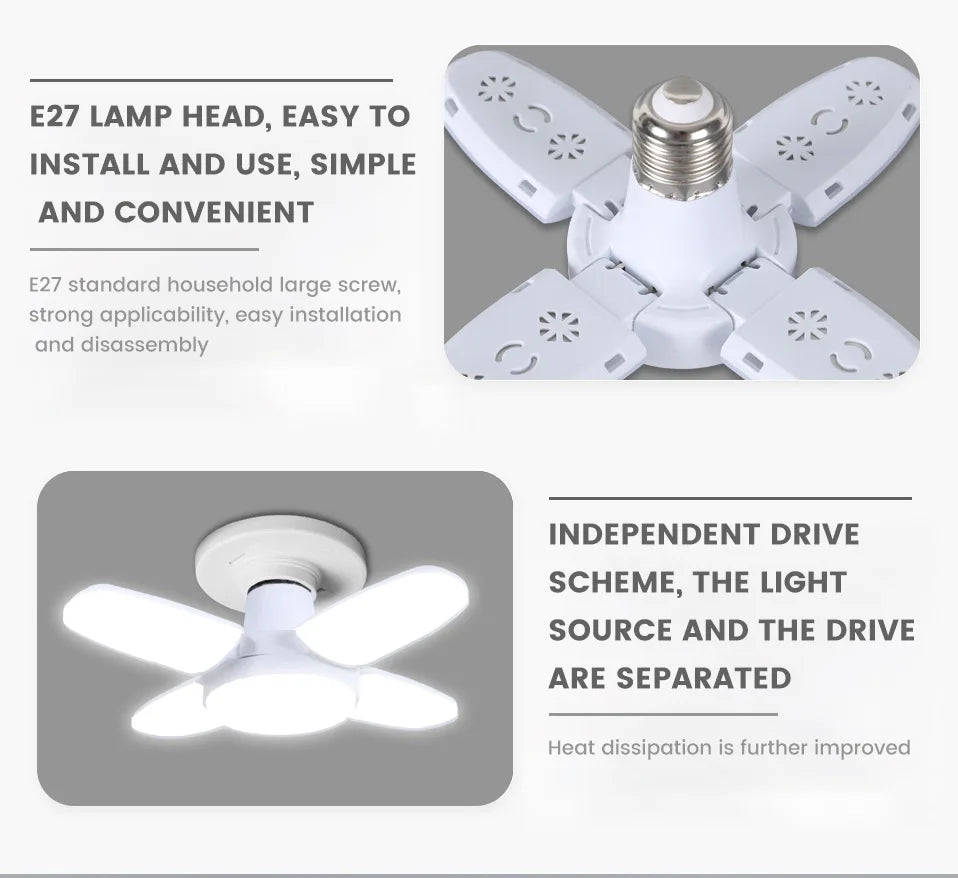 Lâmpada LED Dobrável em Formato de Ventilador