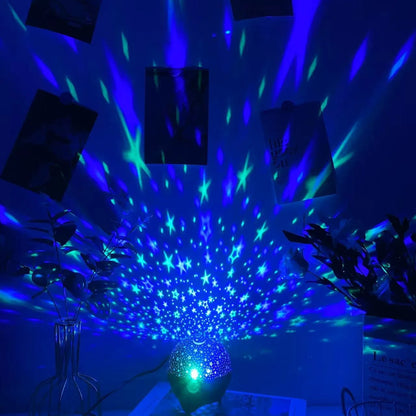 Lâmpada de Projeção Estrela Lua Galáxia 5V USB