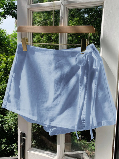 Saia-Short Femininas de Linho