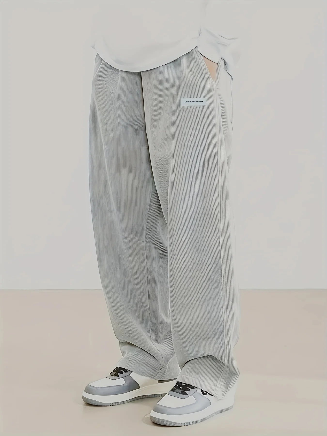 Calça Casual de Veludo Cotelê
