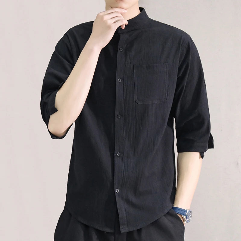Camisa Estilo Casual com Gola Padre