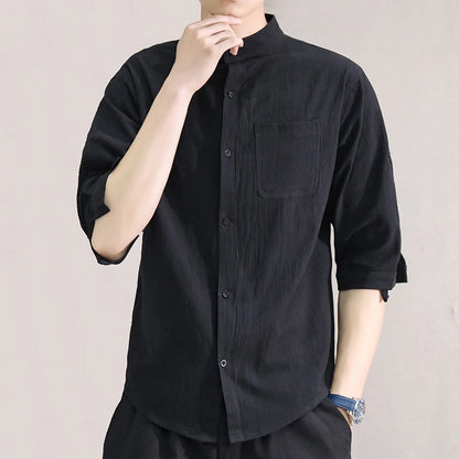 Camisa Estilo Casual com Gola Padre
