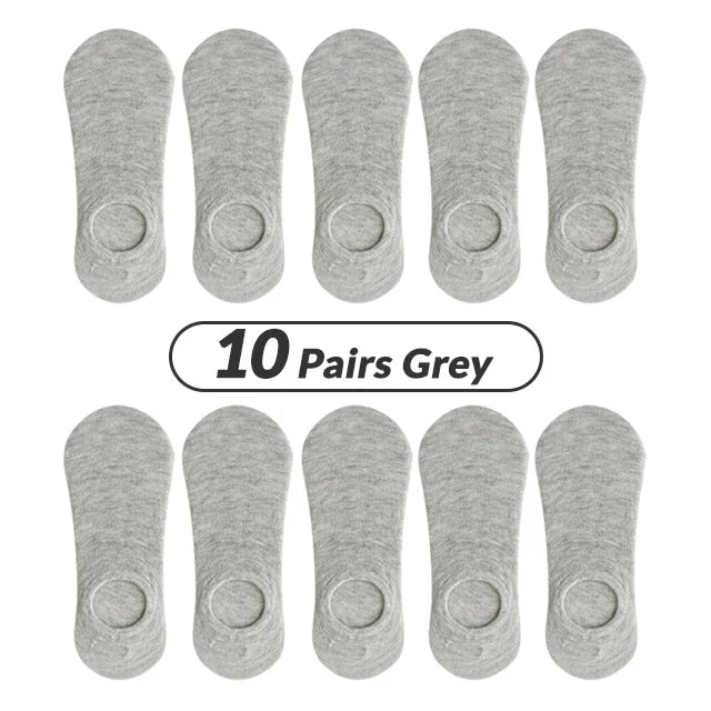 5 ou 10 Pares de Meias Invisíveis de Algodão