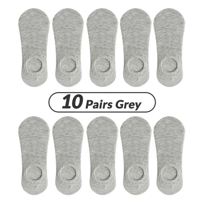 5 ou 10 Pares de Meias Invisíveis de Algodão