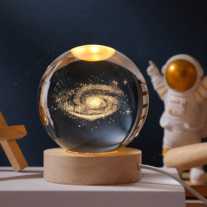 Luminária Noturna de Bola de Cristal 3D com LED