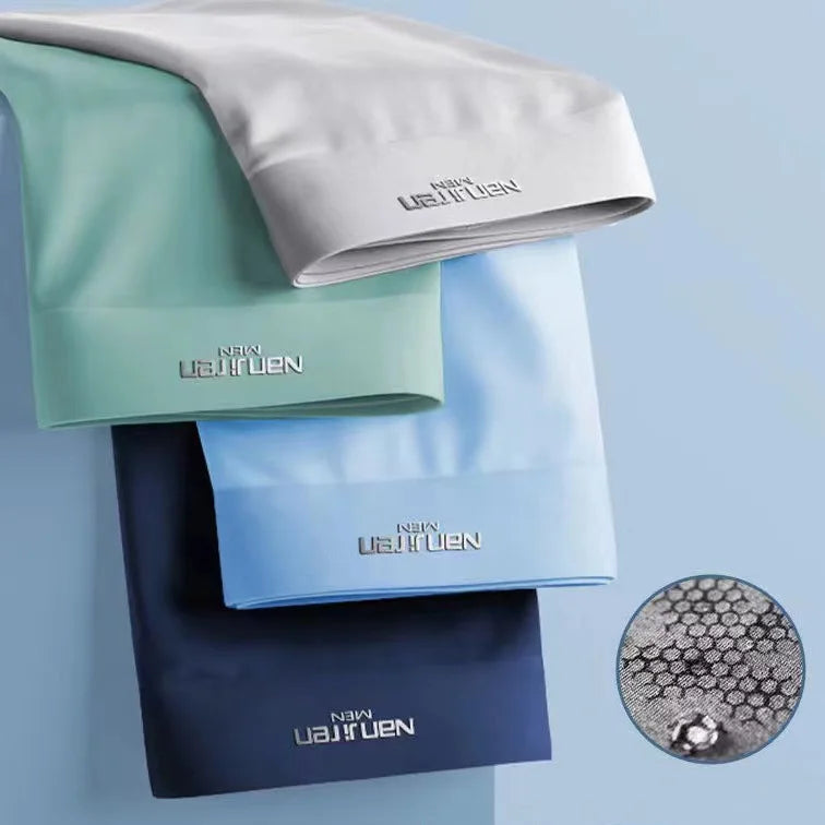 Kit com 4 Unidades de Cuecas Boxer Masculinas em Seda Gelo