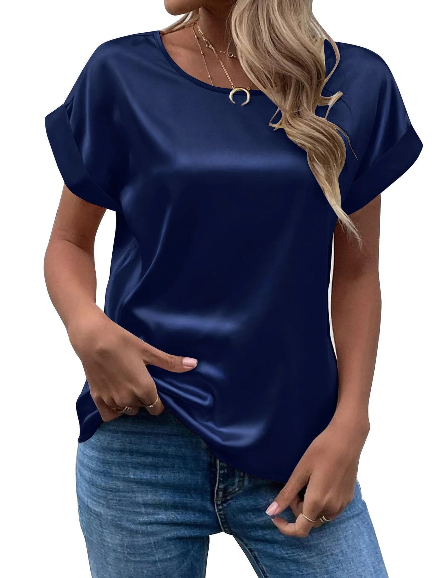 Blusa de Cetim Manga Morcego