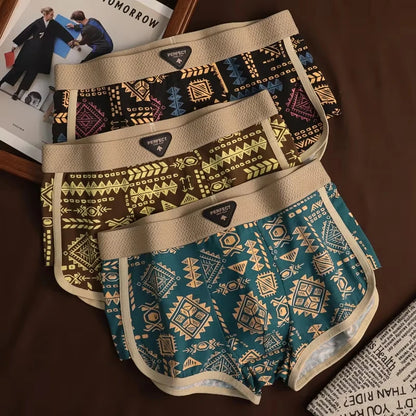 Cuecas Boxer Masculinas em Estilo Retrô Étnico