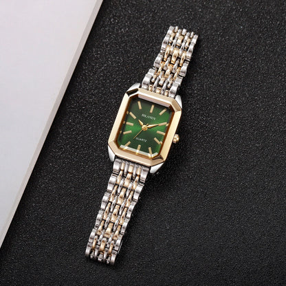 Relógio Feminino Retangular com Pulseira de Aço