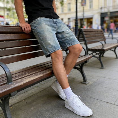Bermudas Jeans Masculinas de Verão Estilo American High Street
