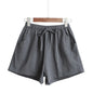 Short Feminino de Algodão e Linho de Cintura Alta