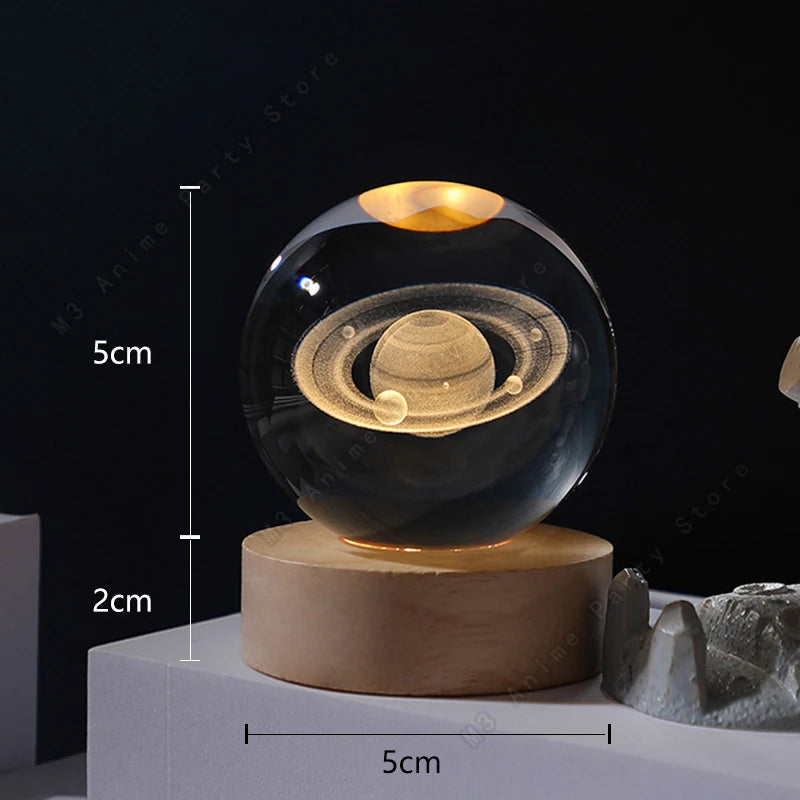 Luminária Noturna de Bola de Cristal 3D com LED